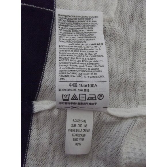 Old Navy Cardigan Sweater Womens Size Large Cream Navy Blue Striped pockets Midi - Picture 12 of 12